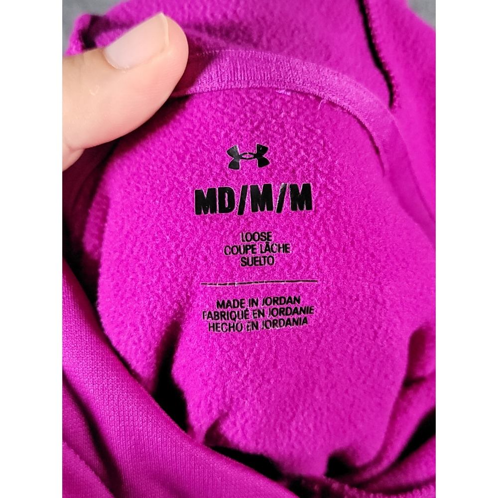 Under Armour Hoodie Sweatshirt Womens Medium Purple Loose Fit UA Fleece Pullover - Picture 7 of 13